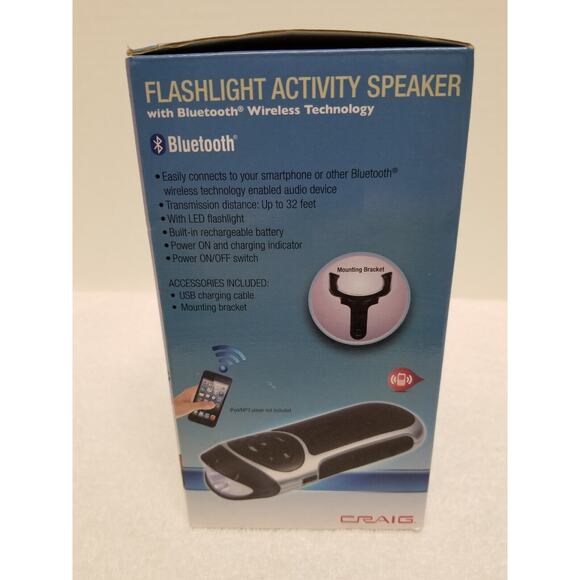 Craig Flashlight Activity Speaker With Bluetooth Wireless Tec With Mount Item258 - Picture 3 of 6